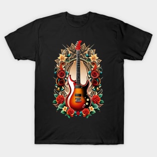 Electric guitar orage tattoo style 22 T-Shirt